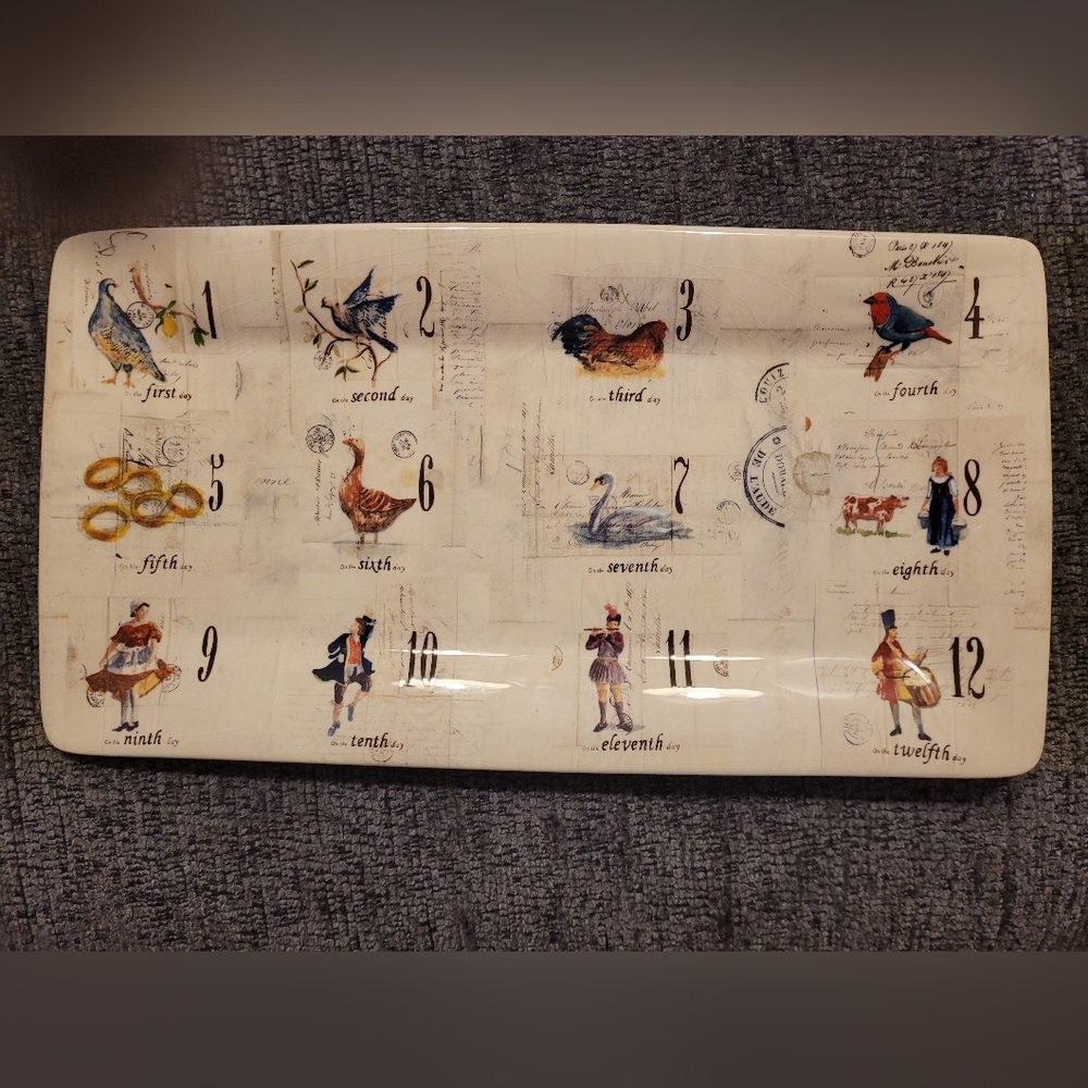 Vintage Williams-Sonoma 12 days of Christmas 🎄 Rectangle Cookie Platter 🍪